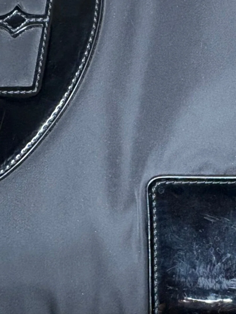 Tory Burch Ella Black Nylon Tote with Patent Logo Detail